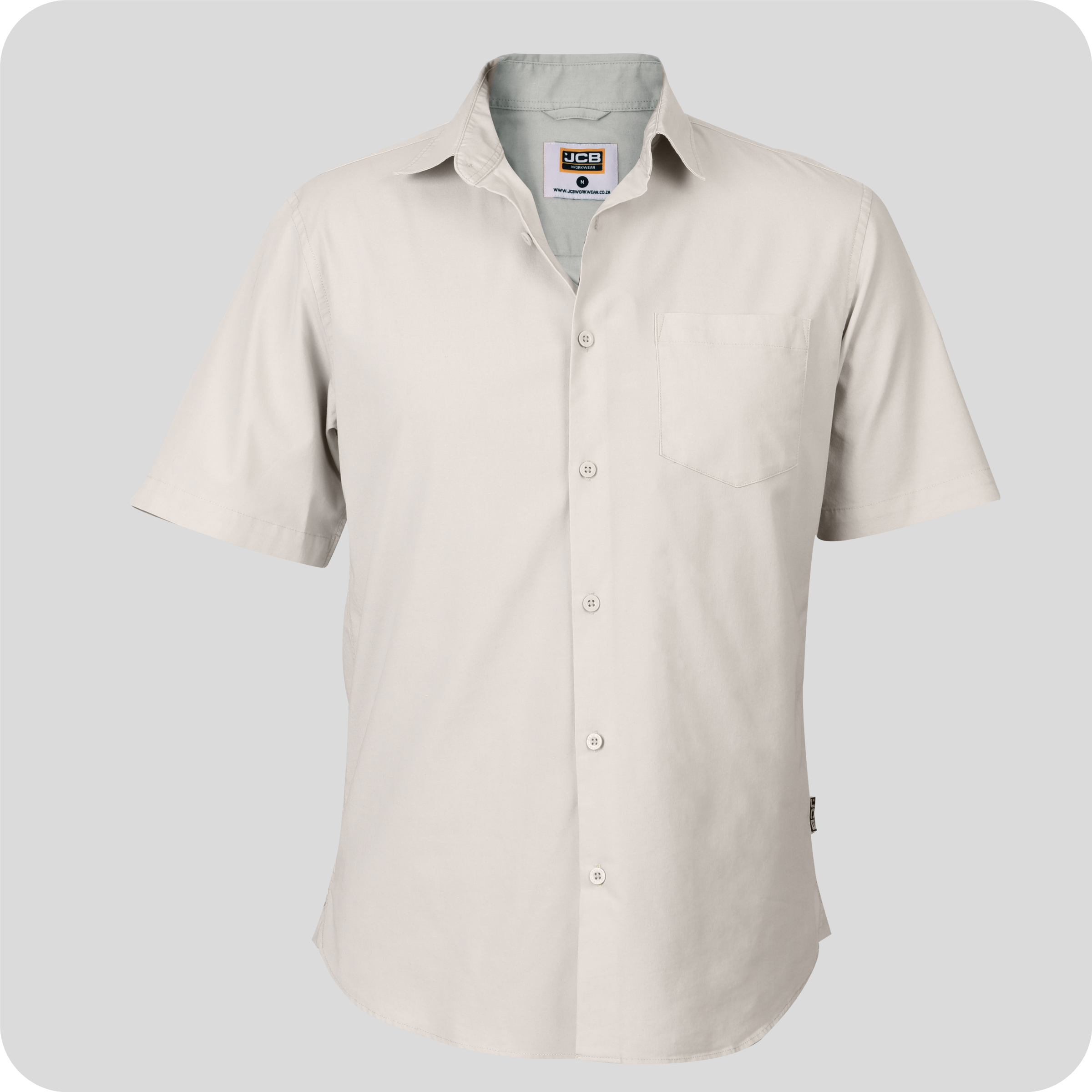 JCB Classic Short Sleeve Shirt Stone Front 600x600 1.Jpg